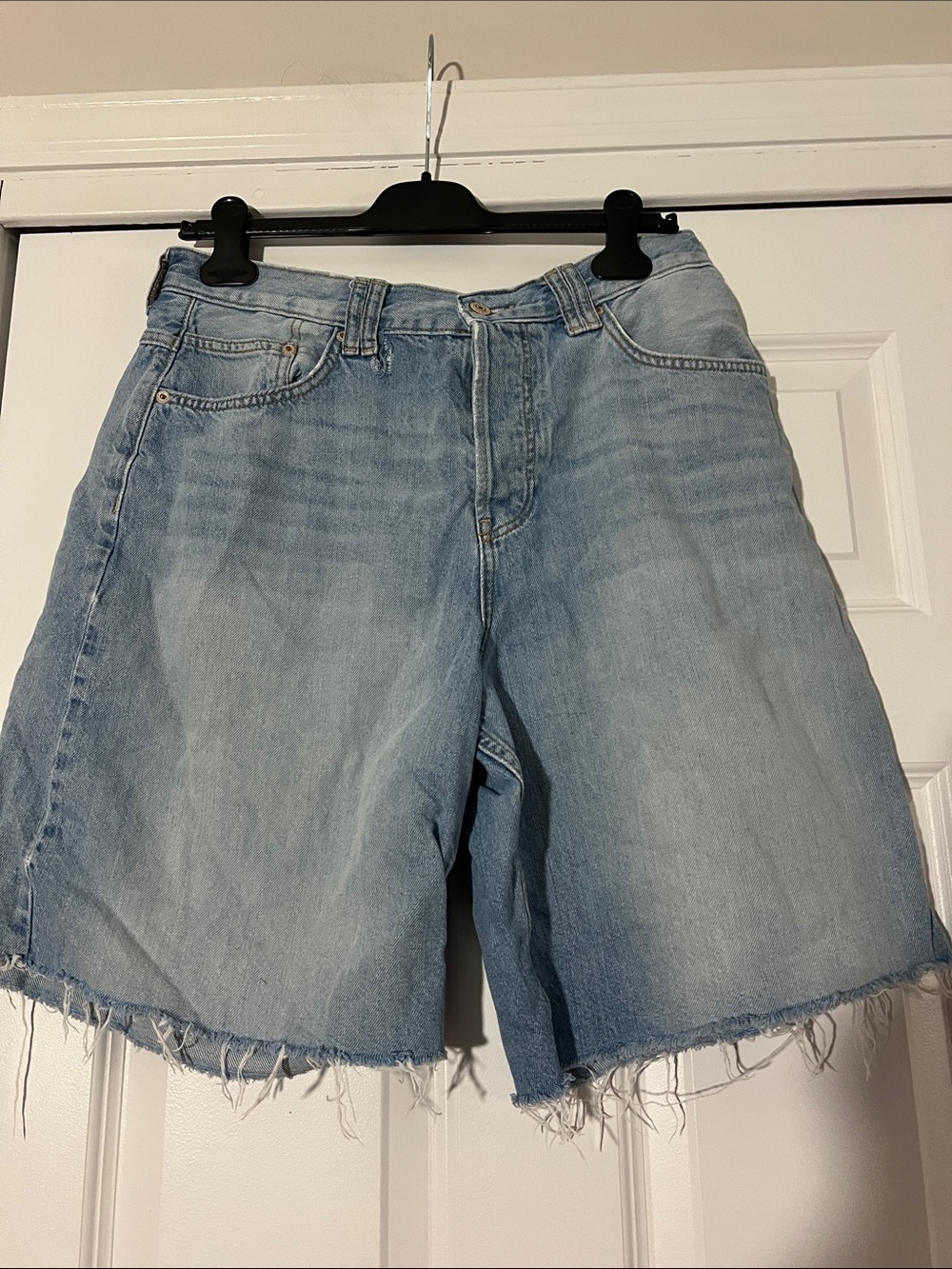 We The Free Light Wash Denim Cutoff Bermudas
